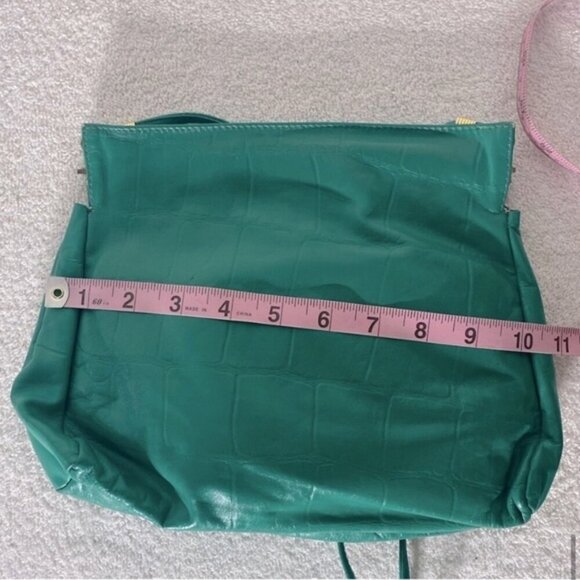 Vintage Green Leather Cross Body Bag Purse - Picture 10 of 11
